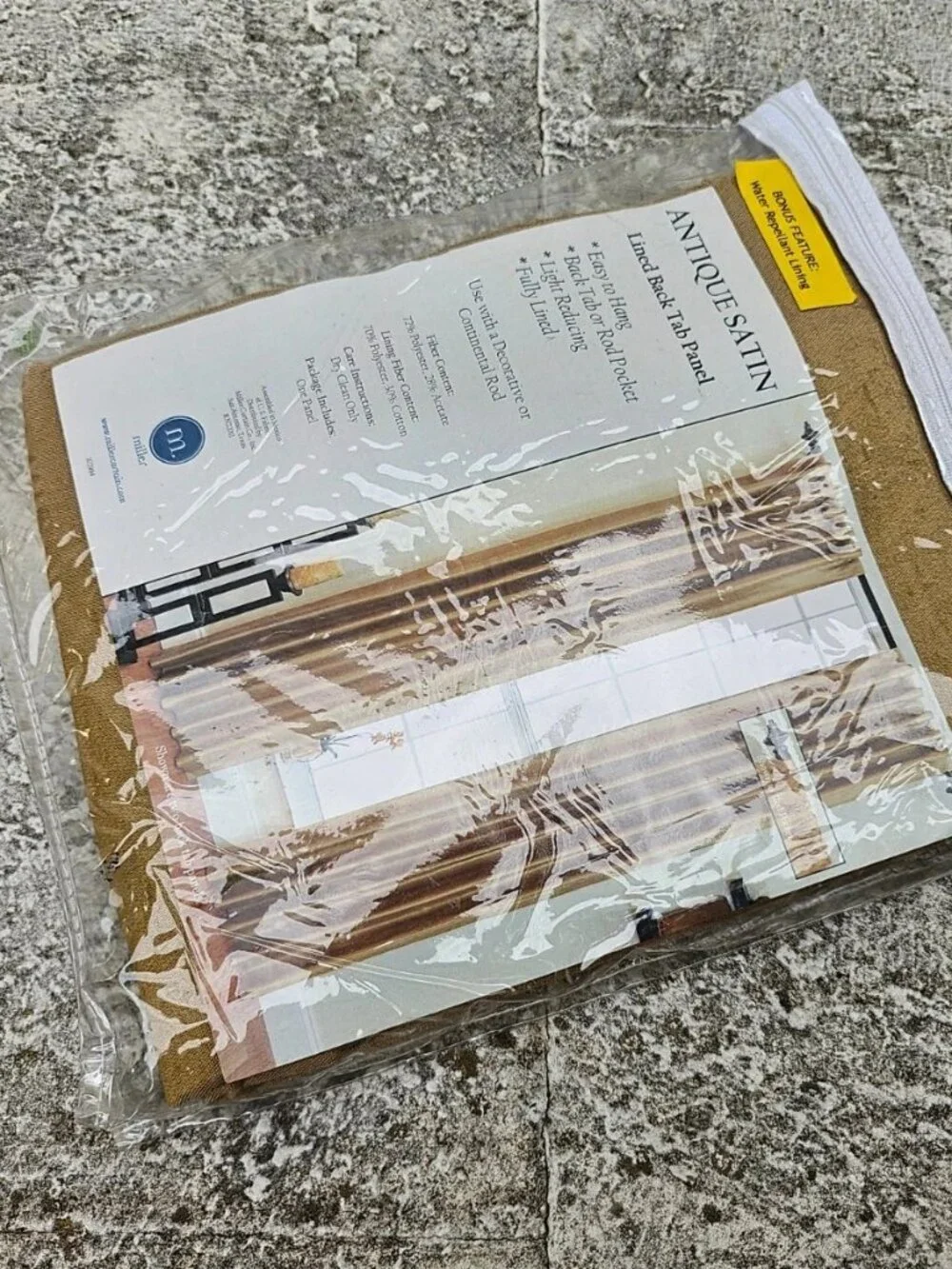Miller Curtain Antique Satin Lined Back Tab Panel Window Curtain One Panel NWT